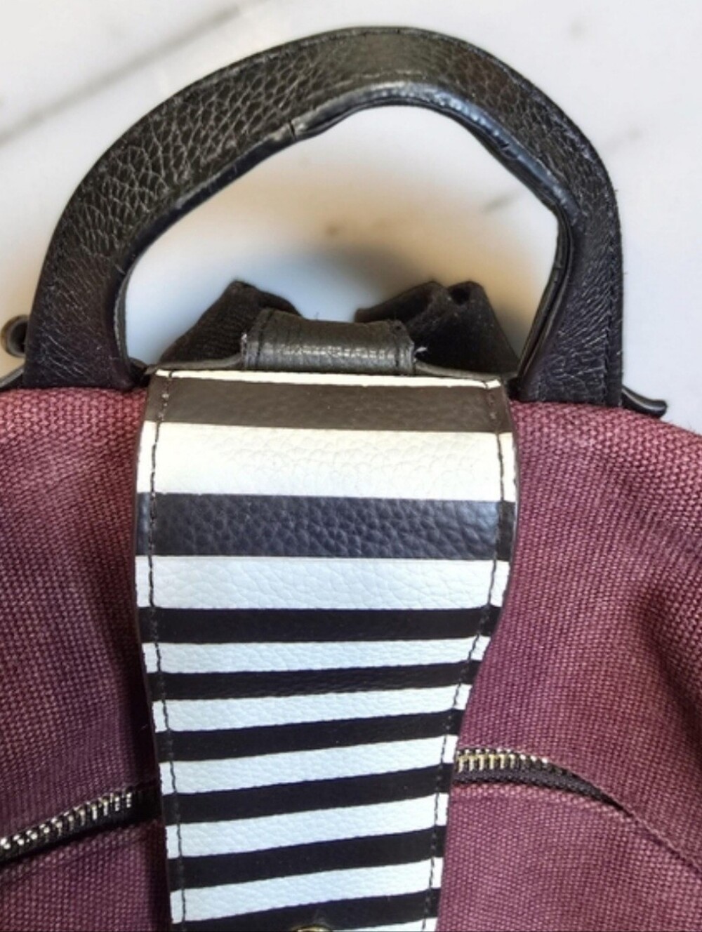 Henri Bendel Canvas Stripes Convertible Backpack - Picture 6 of 7